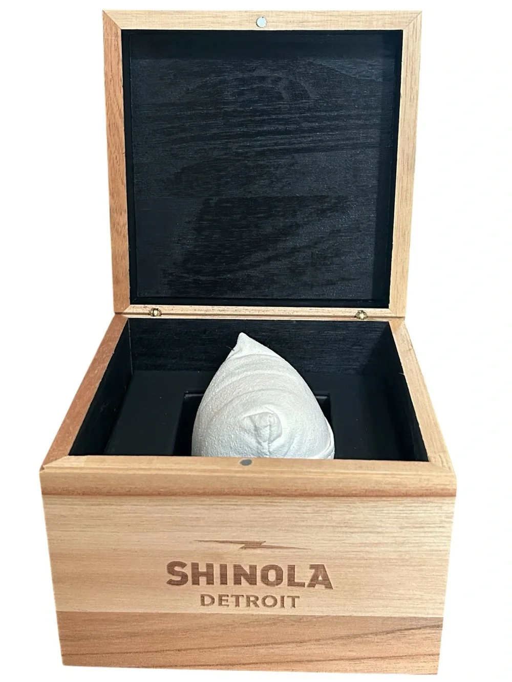 Shinola Detroit Wood Watch Box Case Display Storage Box White Pillow & Booklets